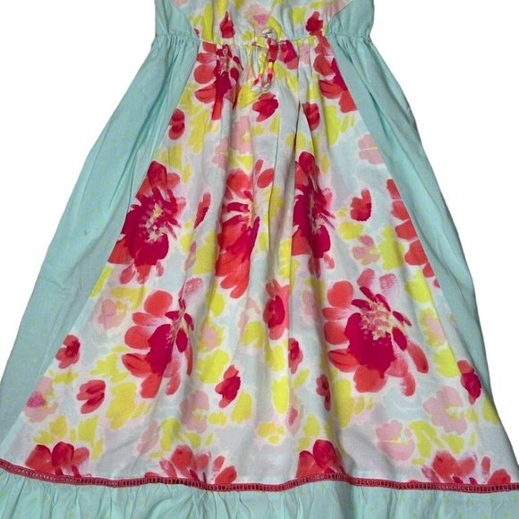 Cat & Jack Dress Kids XS 4/5 Rayon Blue Yellow Flowers Ruffles A line - Picture 5 of 16